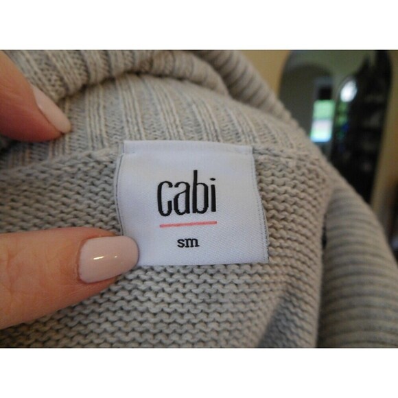 Super Cute Cabi # 3003 "Cowl Poncho" Heather Gray Cotton Poncho Sweater SMALL - Picture 9 of 9